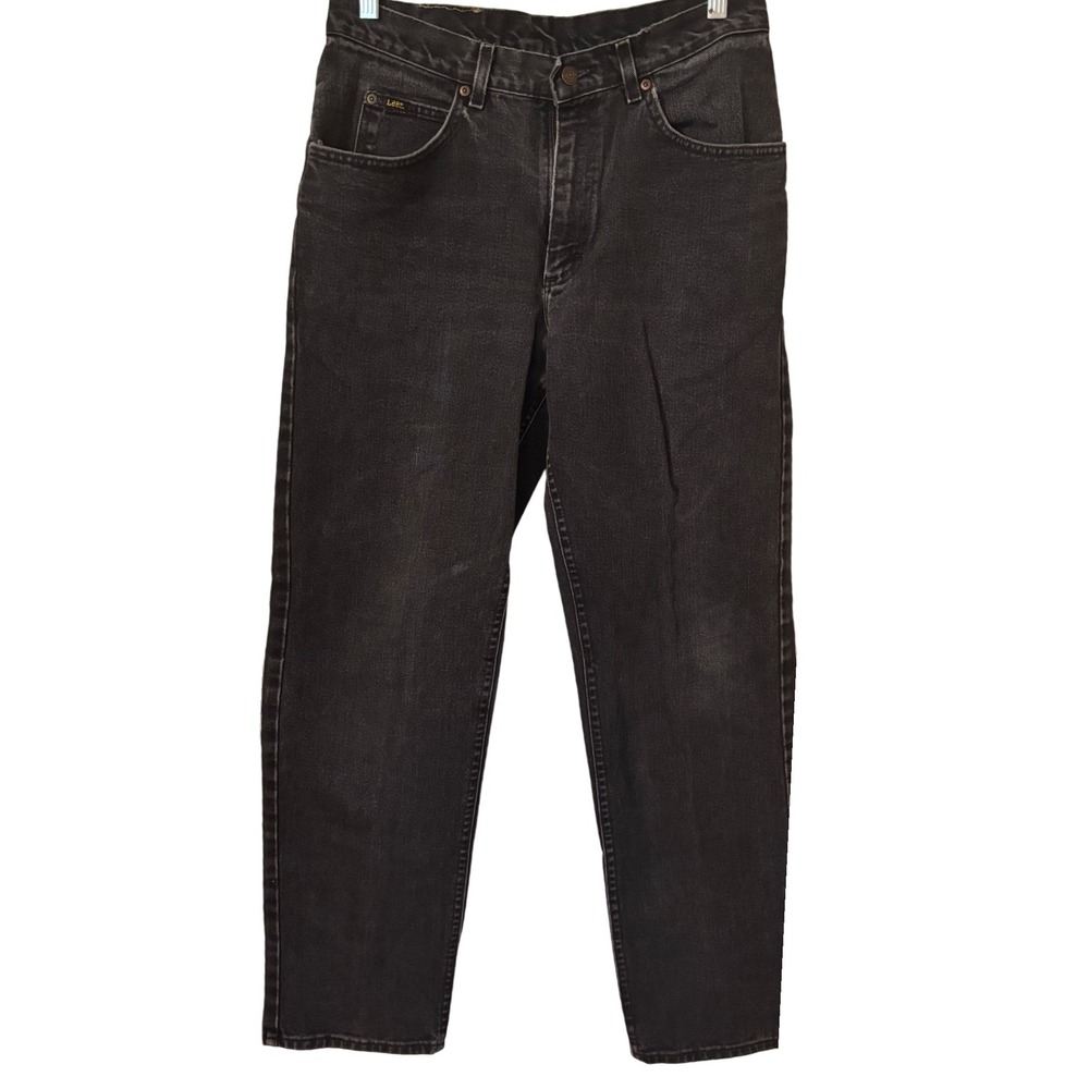 Lee Women's Jeans Black‎ Wash High Rise Relaxed Fit Denim Pants 33x32 NOTE!